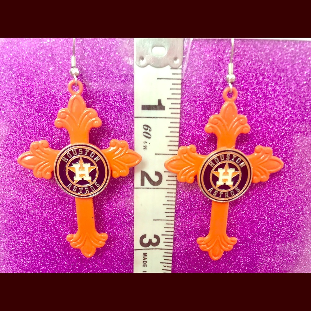 Spoon Cross Orange Houston Astros Earrings